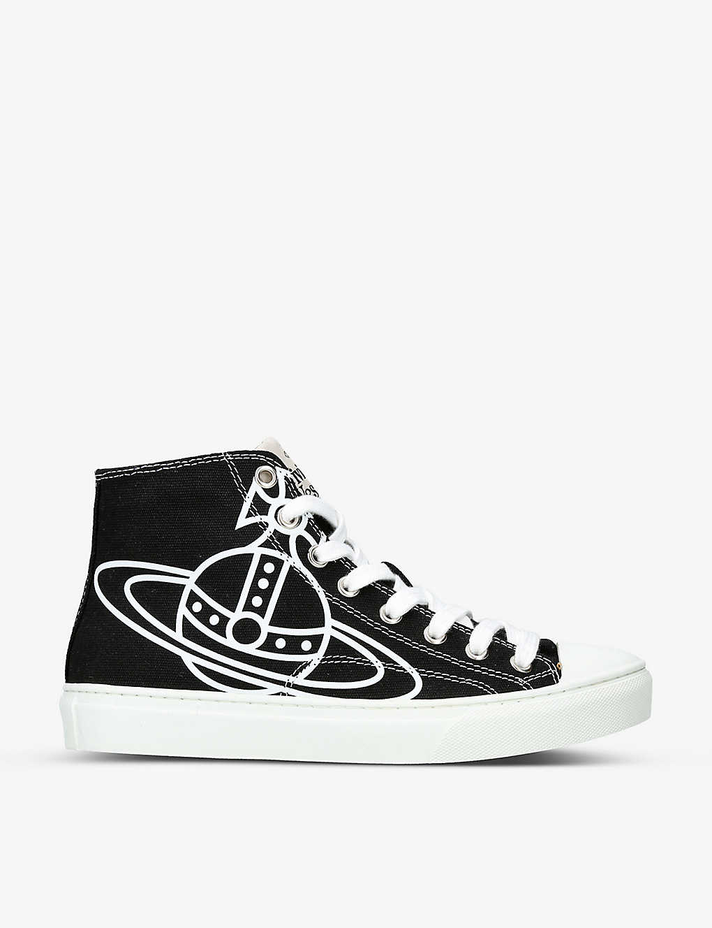VIVIENNE WESTWOOD Logo-print high-top recycled cotton canvas trainers