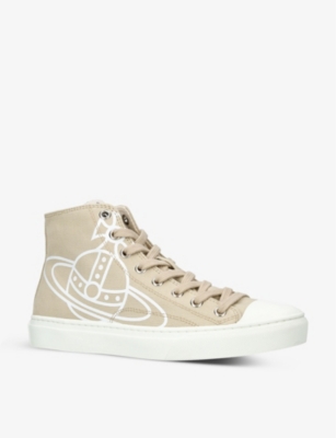 VIVIENNE WESTWOOD Logo-print high-top recycled cotton canvas trainers