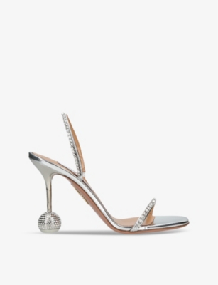 AQUAZZURA: Yes Darling 95 faux-leather heeled sandals