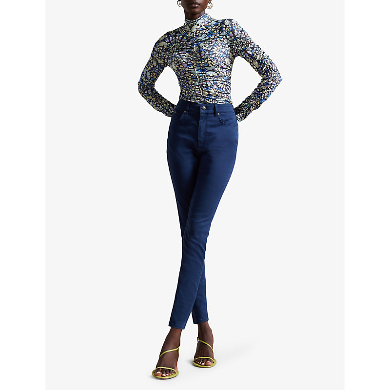 Shop Ted Baker Women's Dk-blue Sophaa Skinny-leg Mid-rise Jeans