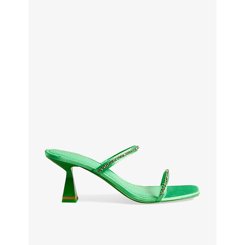 Shop Ted Baker Womens Green Rinita Diamante Satin Sandals