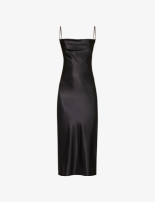 Armarium Midi Silk Slip Dress In Black