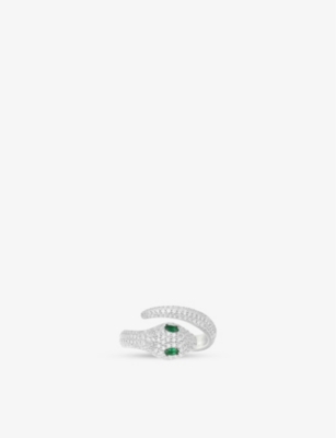 Apm Monaco Womens Silver Serpent Sterling-silver And Zirconia Ring