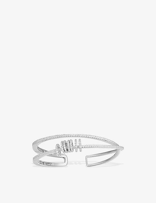 APM MONACO: Double-band sliding rings sterling-silver and zirconia bracelet