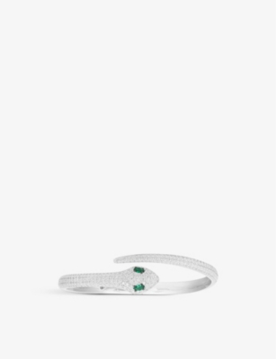 APM MONACO: Serpent wrap sterling-sliver and zirconia cuff bracelet