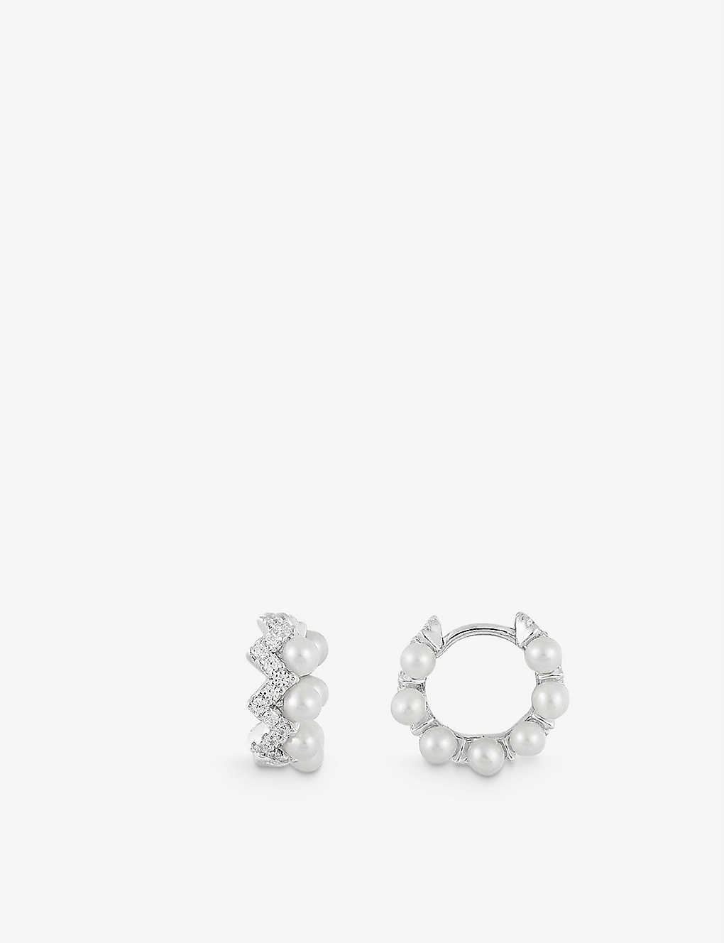 Apm Monaco Up And Down Small Sterling-silver, Freshwater Pearl And Zirconia Hoop Earrings
