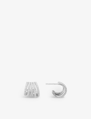 APM MONACO Five hoop sterling silver and zirconia earrings