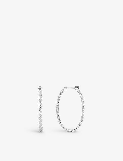 APM MONACO: Up and down sterling-silver and zirconia hoop earrings