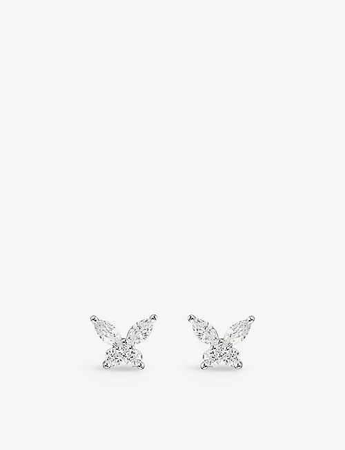 APM MONACO: Butterfly sterling-silver and zirconia stud earrings