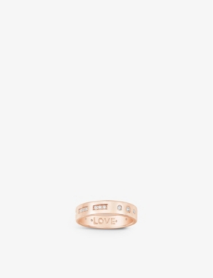 Apm Monaco Womens Rose Gold Morse Code Love 18ct Rose Gold-plated Brass And Zirconia Ring