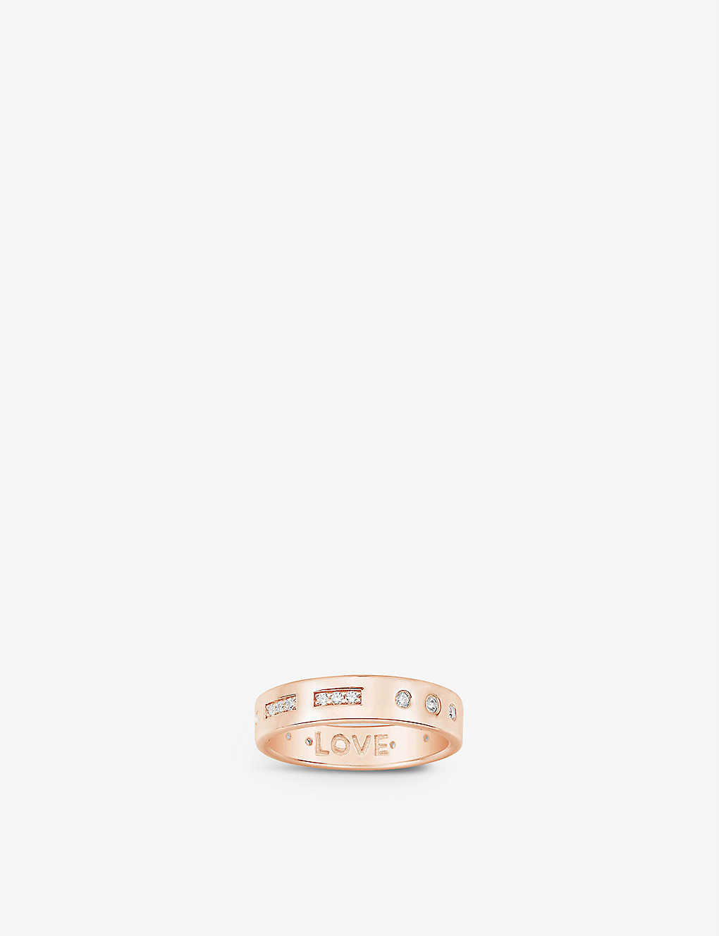 Apm Monaco Womens Rose Gold Morse Code Love 18ct Rose Gold-plated Brass And Zirconia Ring