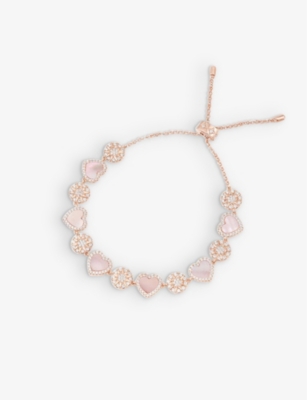 Apm Monaco Nacre Heart & Dot Adjustable Bracelet In Rose Gold