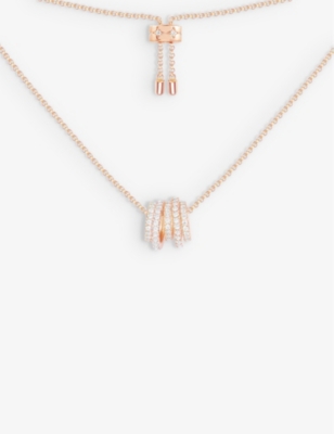 APM MONACO: Five-hoop 18ct rose gold-plated brass and zirconia necklace