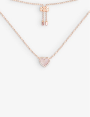 Apm Monaco Women's Rose Gold Heart 18ct Rose Gold-plated Brass, Zirconia And Pink Nacre Pendant Neck