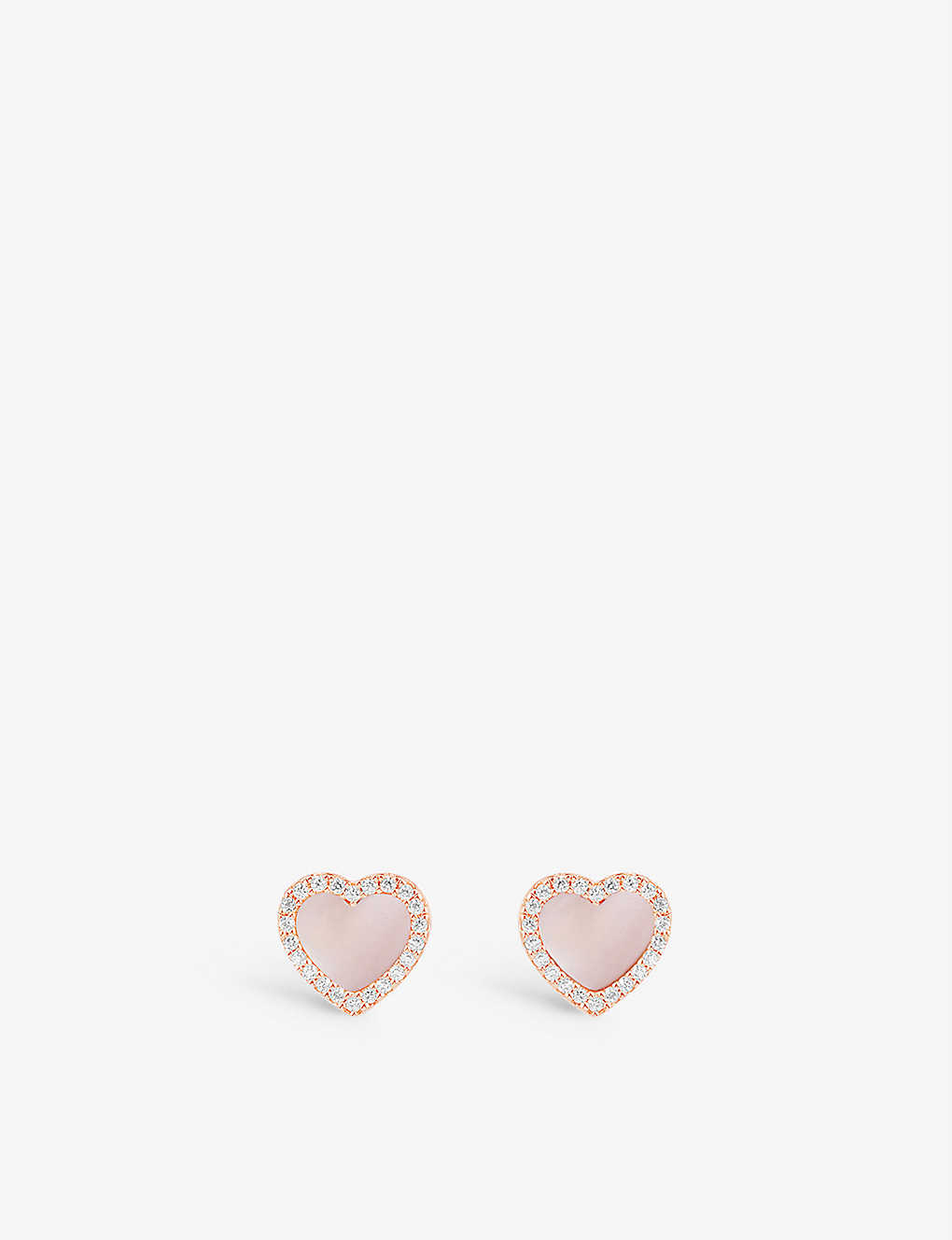 Apm Monaco Heart 18ct Rose Gold-plated Brass, Zirconia And Pink Nacre Stud Earrings