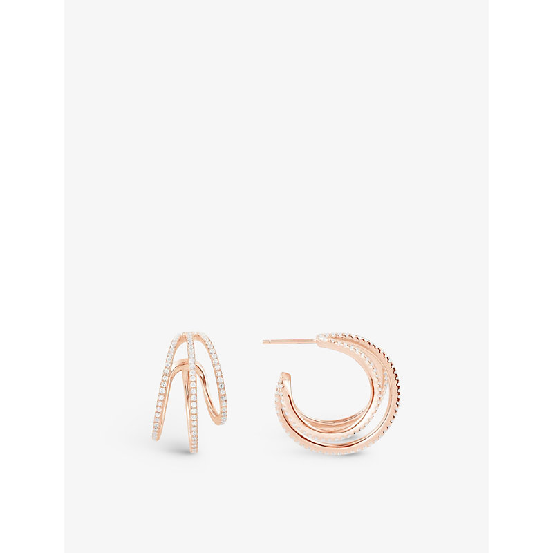 Apm Monaco Womens Rose Gold Triple-hoop 18ct Rose Gold-plated Brass And Zirconia Earrings