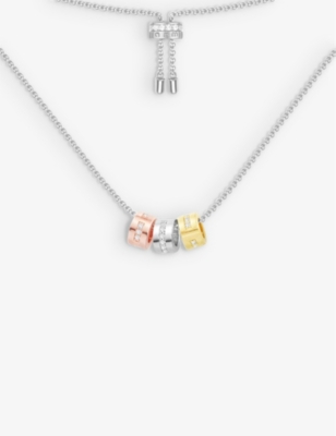 APM MONACO: Morse Code sterling-silver, 18ct rose gold-plated brass and zirconia necklace