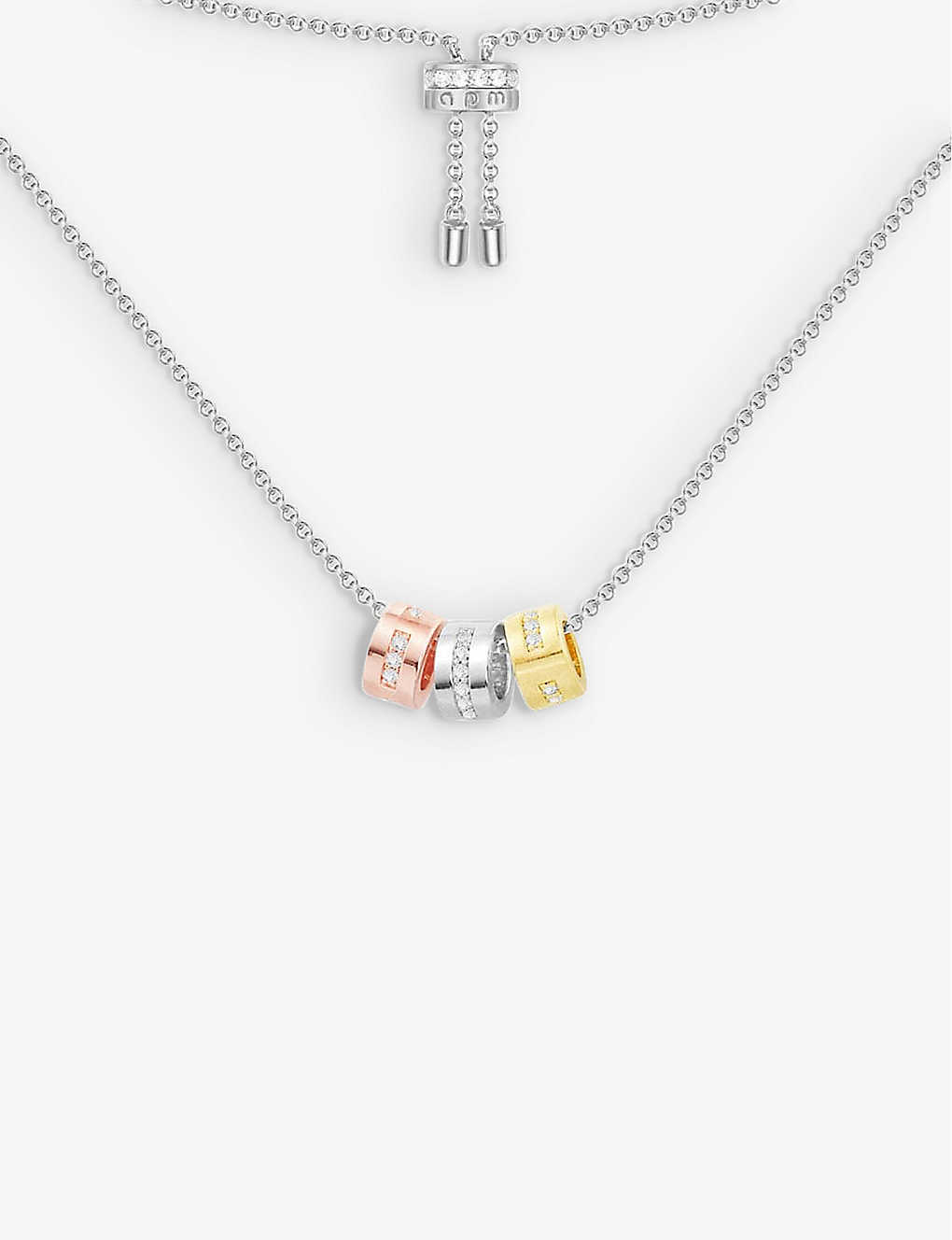 Apm Monaco Morse Code Sterling-silver, 18ct Rose Gold-plated Brass And Zirconia Necklace In Multicolor