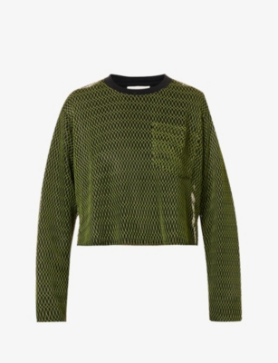 Song For The Mute Green & Black Layered Long Sleeve T-shirt In Green / Black