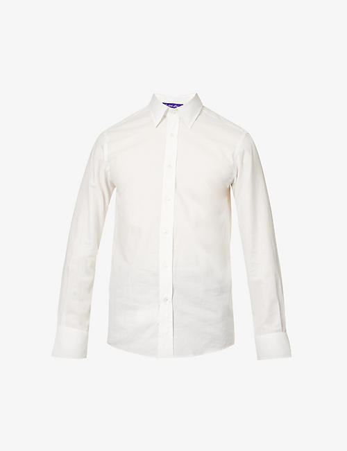 RALPH LAUREN PURPLE LABEL: Regular-fit pleated-cuffs cotton-poplin shirt