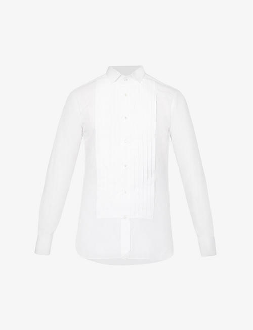 RALPH LAUREN PURPLE LABEL: Dexter bib-front regular-fit cotton-poplin shirt