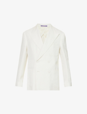 RALPH LAUREN PURPLE LABEL - Kent single-breasted cotton and linen-blend  blazer 