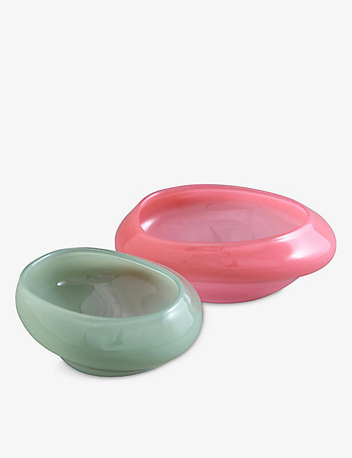 HELLE MARDAHL STUDIO: Candy mouth-blown glass dishes set of two