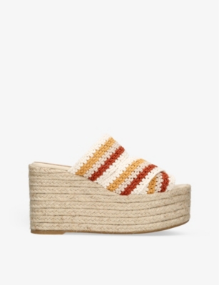 Castaã±er Castañer Woman Espadrilles White Size 6 Textile Fibers In Tan Comb