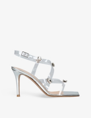 GIANVITO ROSSI: Crystal Fever 105 PVC and leather heeled sandals