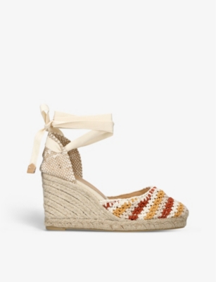 CASTANER: Carina crochet-pattern woven wedge espadrilles