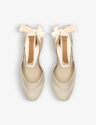 Castaã±er Castaner Womens Cream Carina Self-tie Cotton Wedge Espadrilles In Cream
