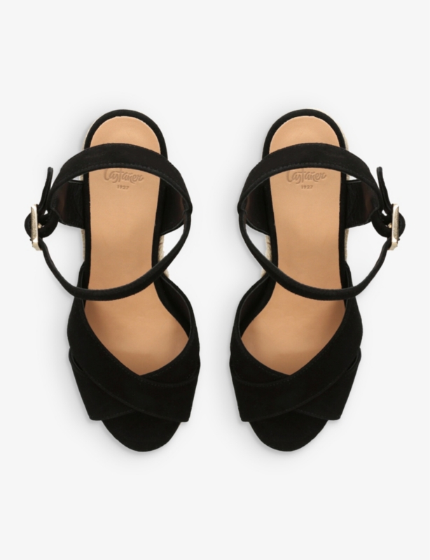 Blaudel cross-strap suede heeled wedges