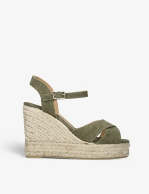 CASTANER: Blaudel cross-over strap cotton wedge espadrilles