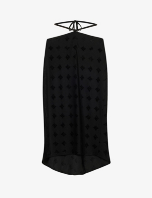 Misbhv Velour Monogram Straps Midi Skirt In Black