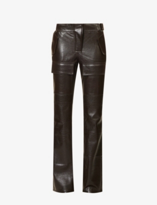 Misbhv Black Moto Vegan Leather Straight Leg Trousers In Brown