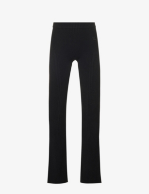 MISBHV: Brand-embroidered slim-fit knitted trousers