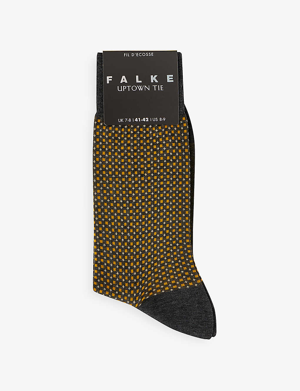 Falke Mens Anthracite Mel. Uptown Tie Geometric-print Cotton-blend Socks In Grey