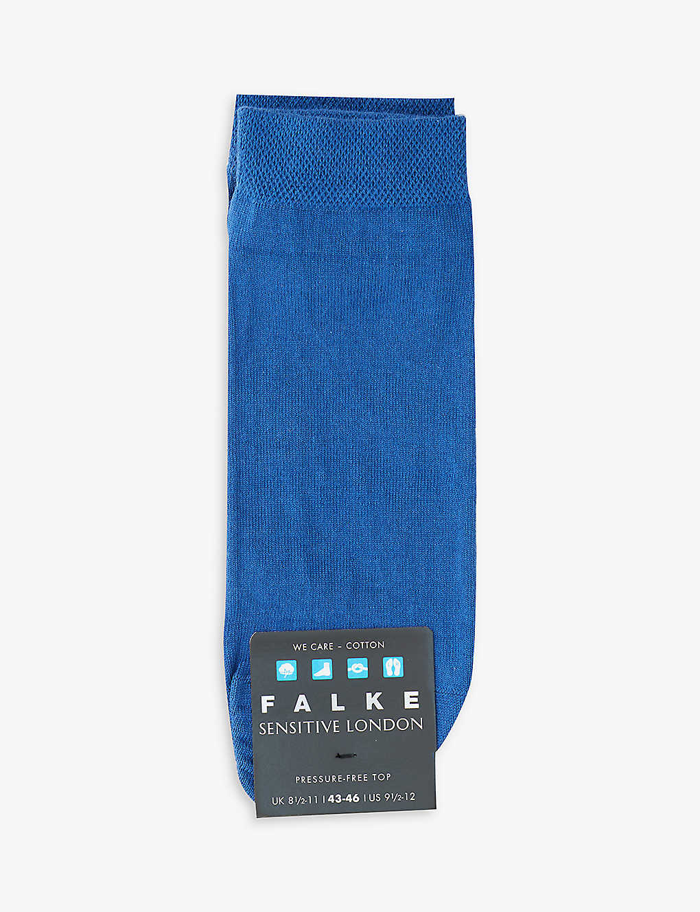 Falke Mens Sapphire Sensitive London Elasticated-cuffs Stretch-cotton Blend Socks In Blue