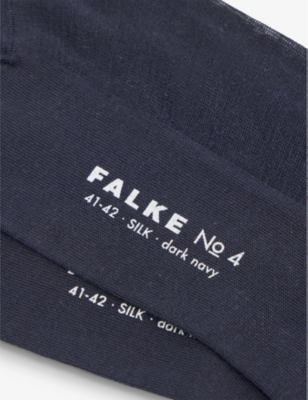 Shop Falke Men's Dark Navy No. 4 Crew-length Branded-sole Silk-blend Socks