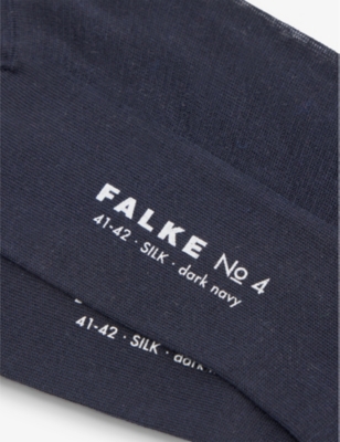 Falke Mens Dark Navy No. 4 Crew-length Branded-sole Silk-blend Socks In Dark Navy