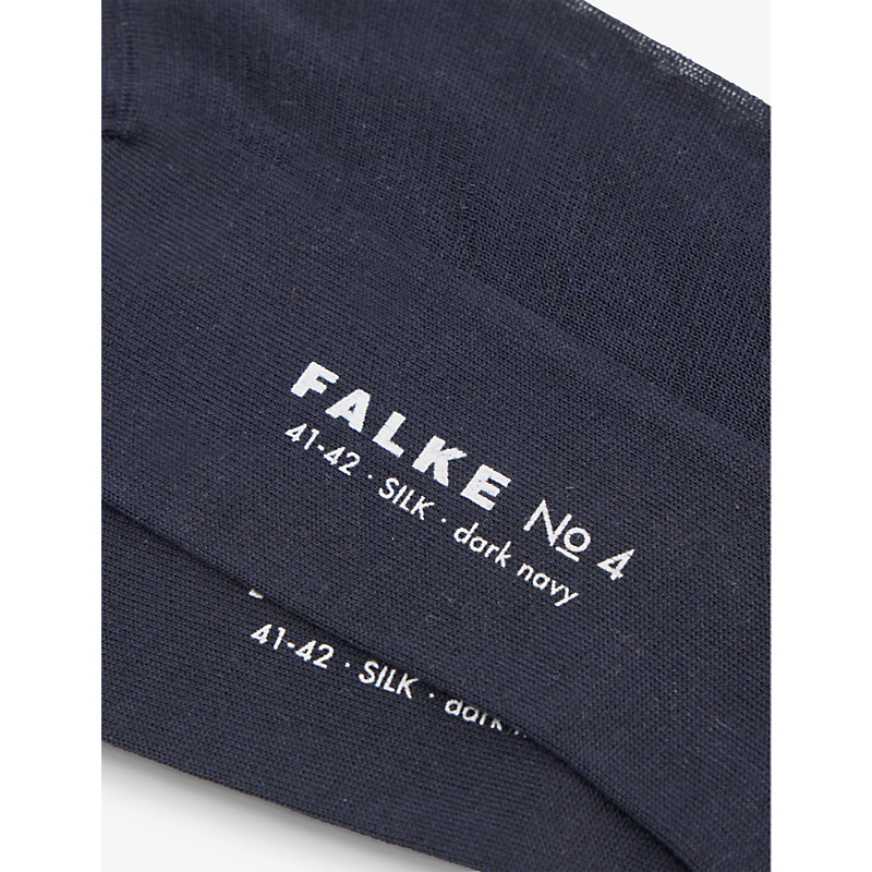 Shop Falke No. 4 Crew-length Branded-sole Silk-blend Socks In Dark Navy