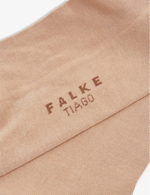 Shop Falke Men's Camel Tiago Ankle-length Stretch-organic-cotton-blend Socks