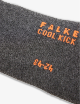 Shop Falke Men's Dark Grey Cool Kick Logo-print Stretch-woven Blend Ankle Socks