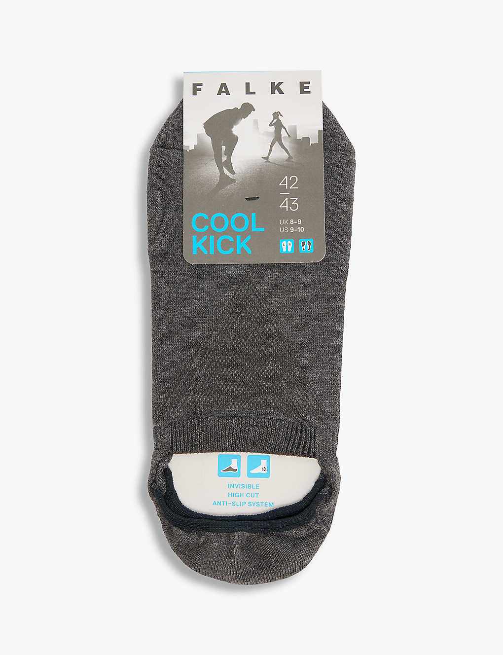 Falke Mens Dark Grey Cool Kick Logo-print Stretch-woven Blend Ankle Socks