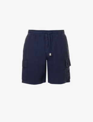 Vilebrequin Baie Linen Bermuda Cargo Shorts In Blue