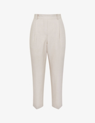 Reiss Womens Oatmeal Shae Taper Tapered-leg Mid-rise Woven-blend Trousers