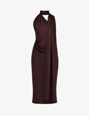 HOUSE OF CB Angelina wrap neck satin midi dress Selfridges