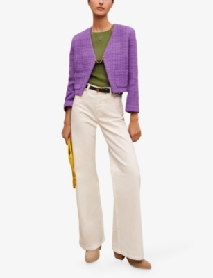 Maje Womens Violets Logo-embellished Cotton Jacket | ModeSens