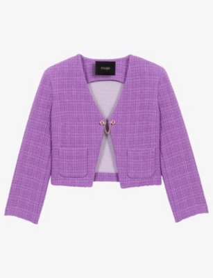 Maje Womens Violets Logo-embellished Cotton Jacket | ModeSens