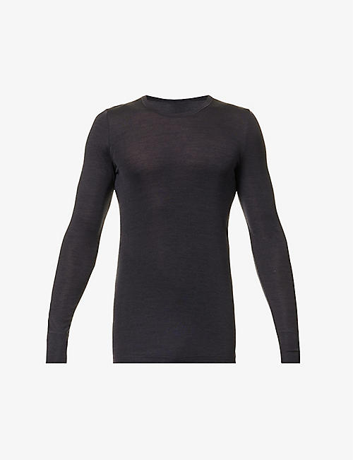 HANRO: Long-sleeved crewneck wool and silk-blend T-shirt